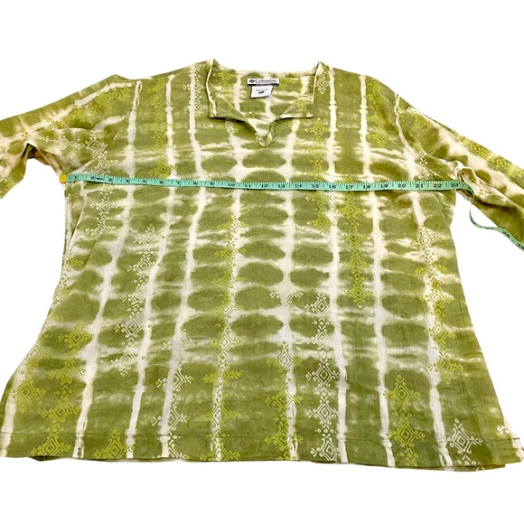 Columbia Green & White Tie Dye Pullover Tunic Top, Size XL - Picture 6 of 11